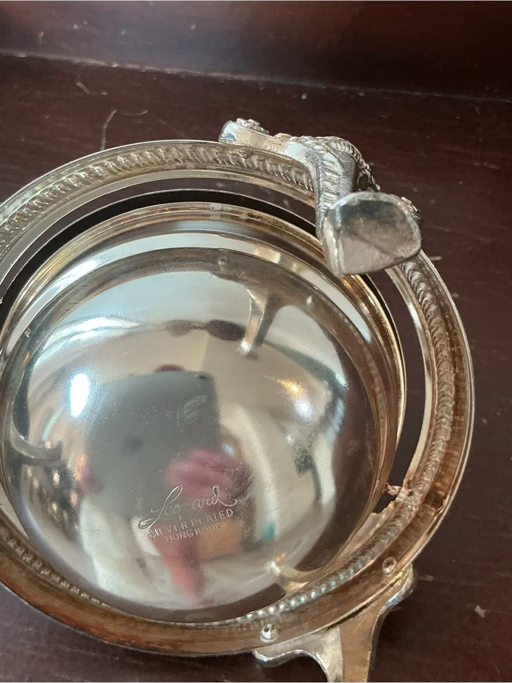 Vintage Silver Plate Roll Top Lid Caviar Butter Dish Server Lion Heads Claw Feet